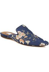 Blue Floral Textile Canvas Slide