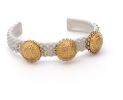 (New) Matte Silver Ferou Cuff with 14K Gold Medallions