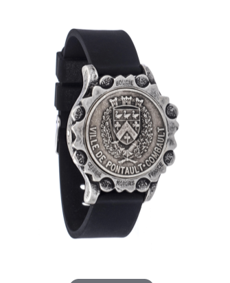 (New) Black Silicone bracelet w/ S. OX Abeille Medallion